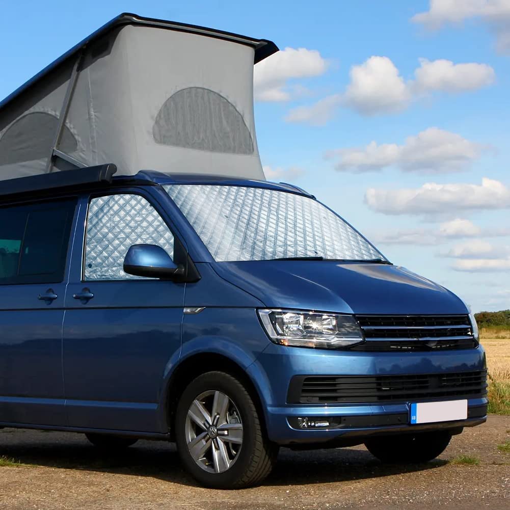 Front & Side Window Covers for VW T5 T6- 3 Piece Sunshade Windscreen Protection Set, Internal Thermal Blind For Winter
