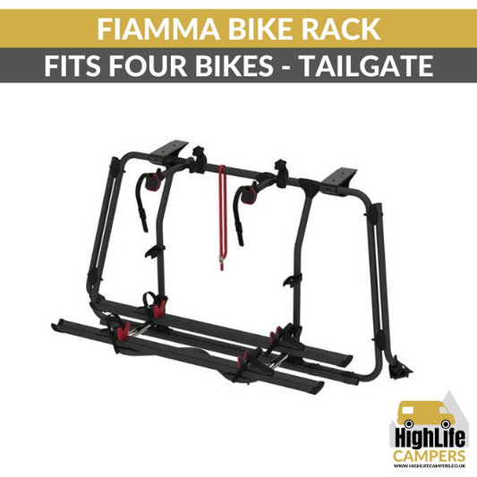 Fiamma VW T6 Pro Bike Rack Deep Black 2015–2020 (Tailgate Only) for 4 Bikes